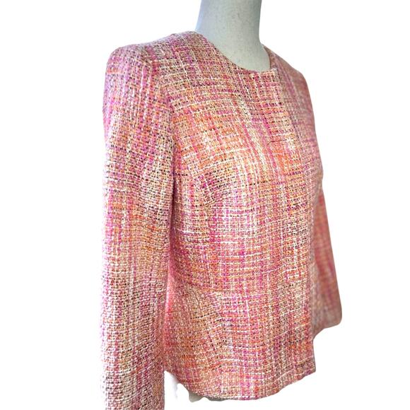 Talbots Jackets & Blazers - Vtg Talbots Pink Tweed Knit Blazer Jacket Size Small Wedding Guest Church Preppy